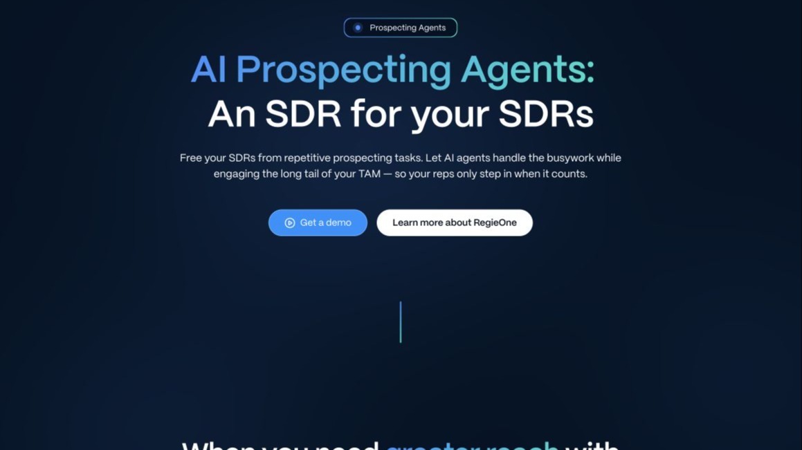 Regie AI Prospecting Agents page describing automated prospecting work